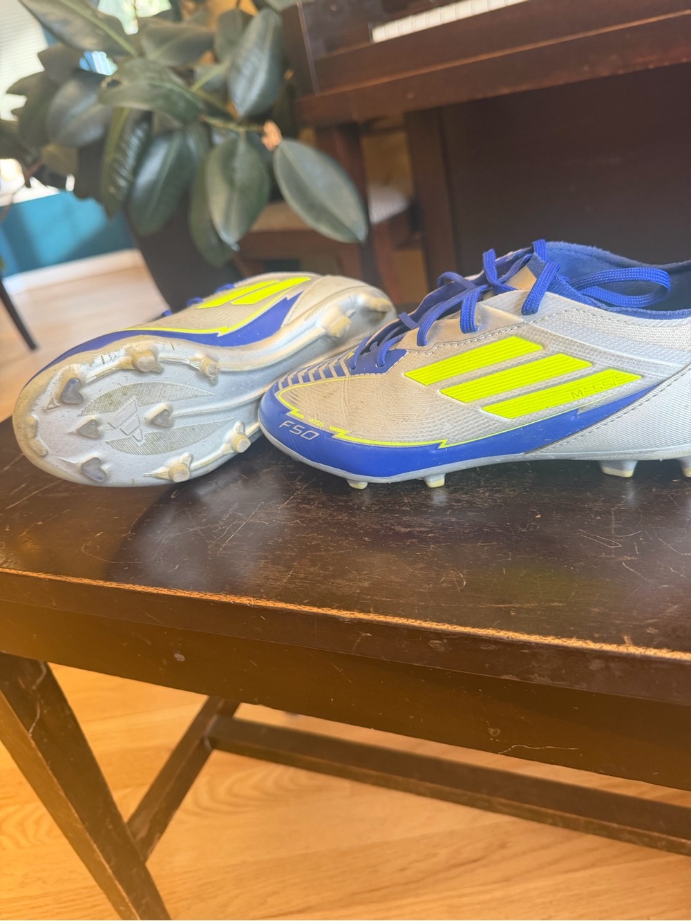 adidas Kids Soccer Cleats in Blue & Neon Yellow